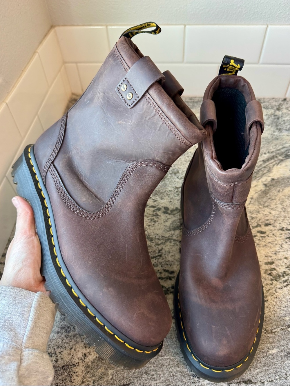 Dr. Martens Anistone Lo Biker Boot Burnished Waxy Pull-Up M 10/ L 11 NEW